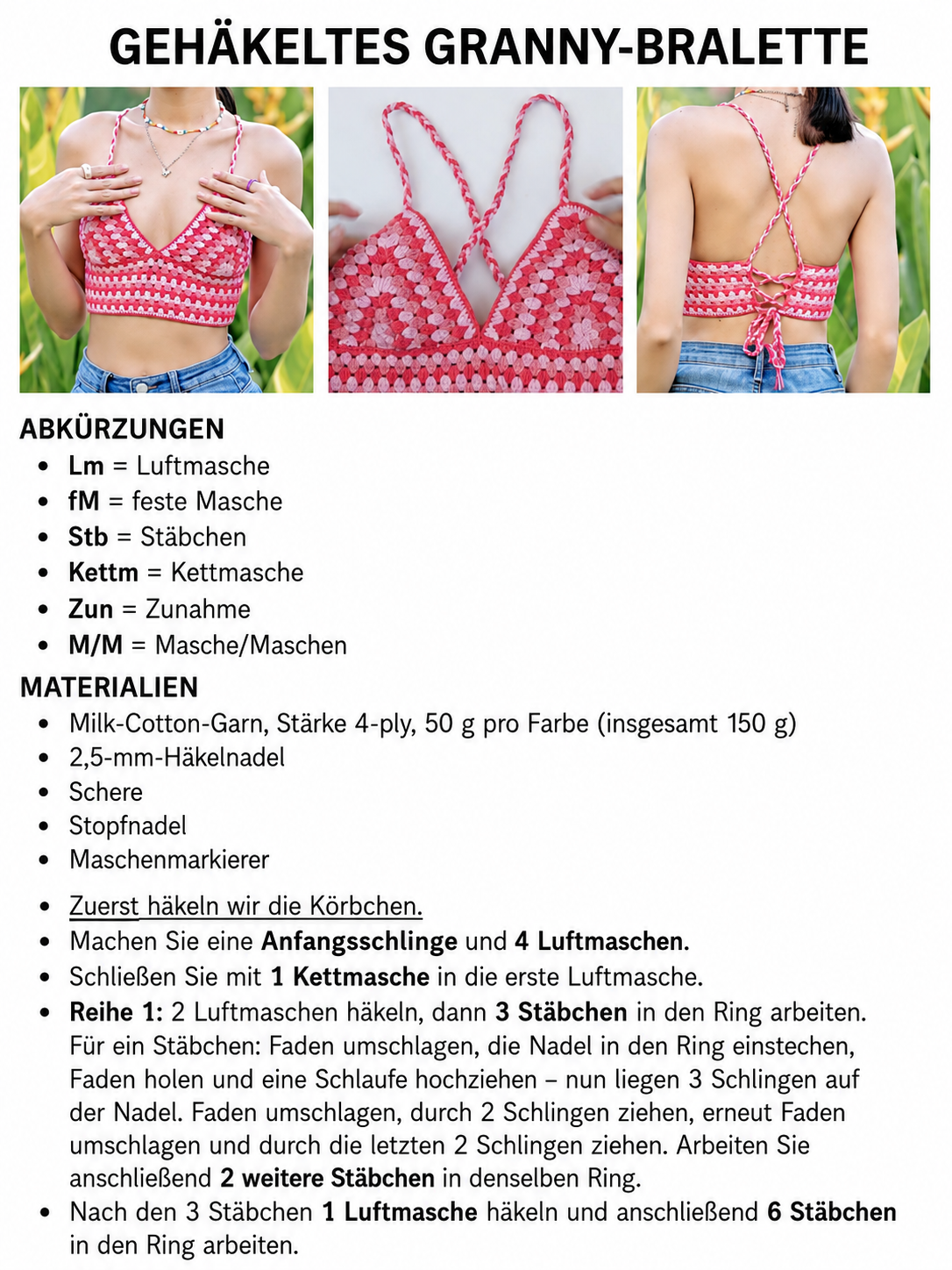 Granny-Bralette Häkelanleitung – Boho Sommer-Haltertop PDF | Anfängerfreundliches Häkelmuster