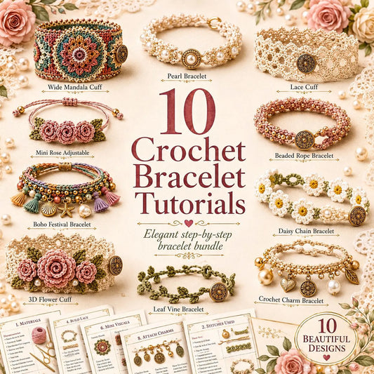 Häkel-Armband PDF Bundle – 10 DIY Schmuck Anleitungen zum Sofort-Download