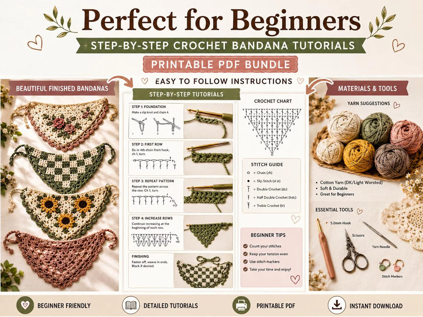 Top 10 Häkel-Bandana Anleitungen – PDF Bundle
