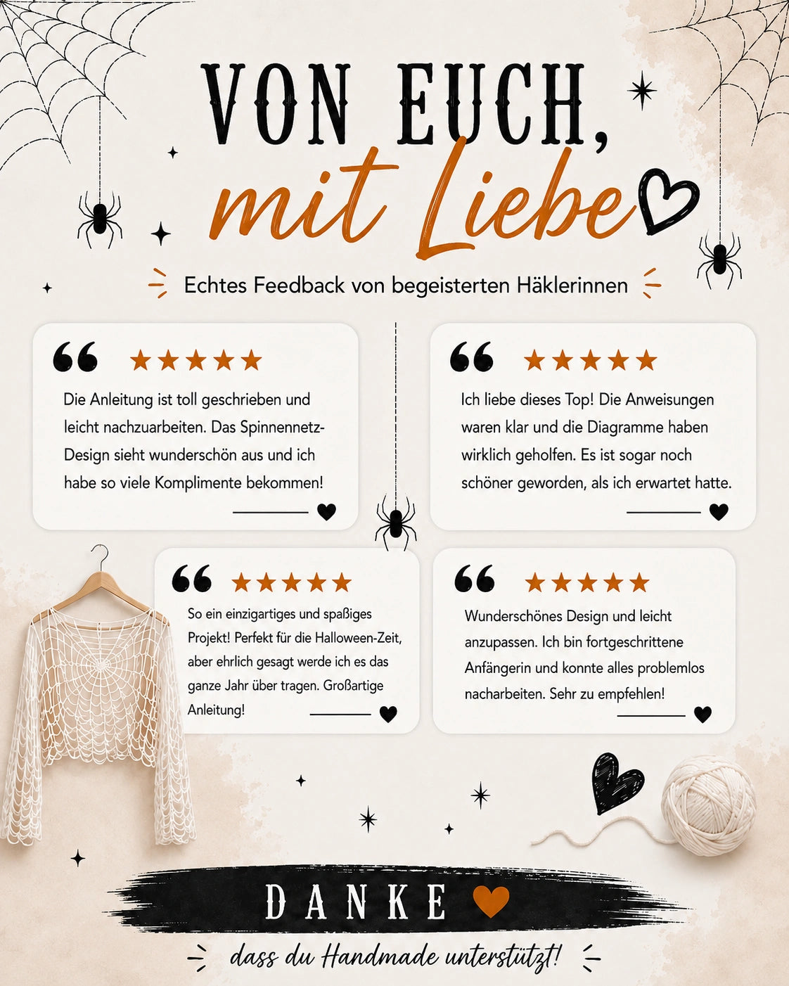 Spider Web Crop Top Häkelanleitung PDF – Anfängerfreundliches Spinnennetz-Top mit langen Ärmeln