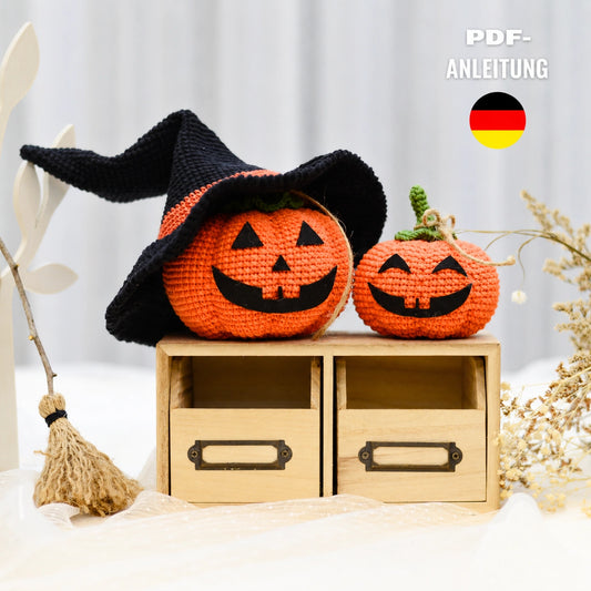 Halloween-Kürbisse Amigurumi – PDF-Häkelanleitung für süße Kürbis-Deko