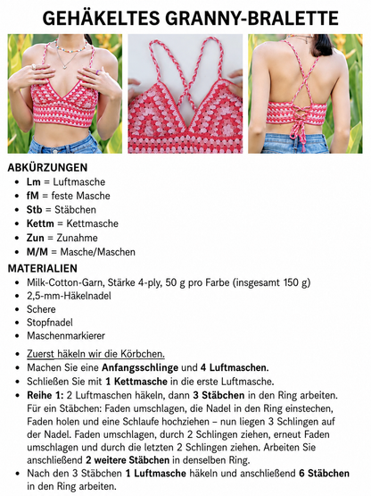 Granny-Bralette Häkelanleitung – Boho Sommer-Haltertop PDF | Anfängerfreundliches Häkelmuster