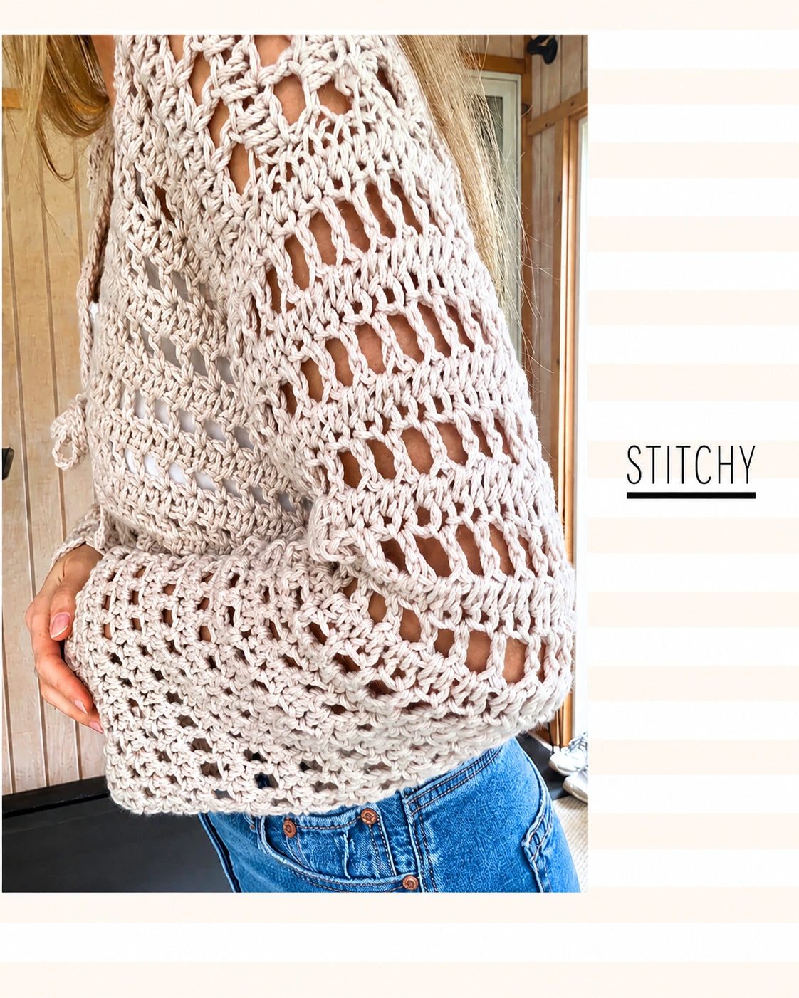 Breezy Mesh Cardigan Häkelanleitung PDF – Kurzer Sommer-Cardigan XS–5XL