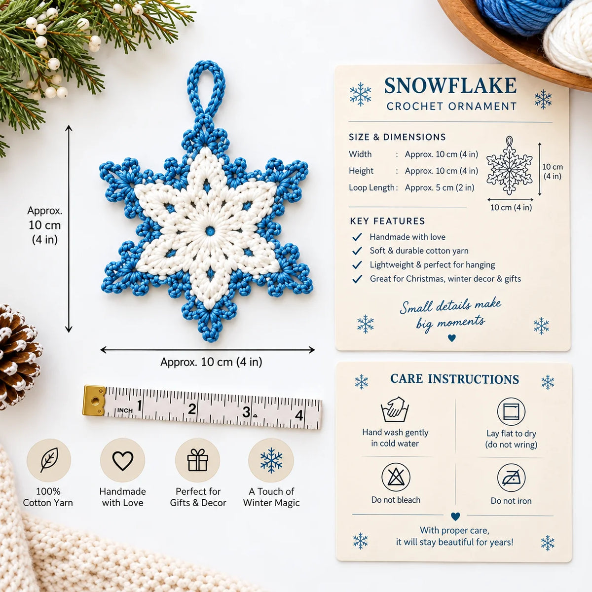 Schneeflocken häkeln – 6 wunderschöne Designs | PDF-Häkelanleitung