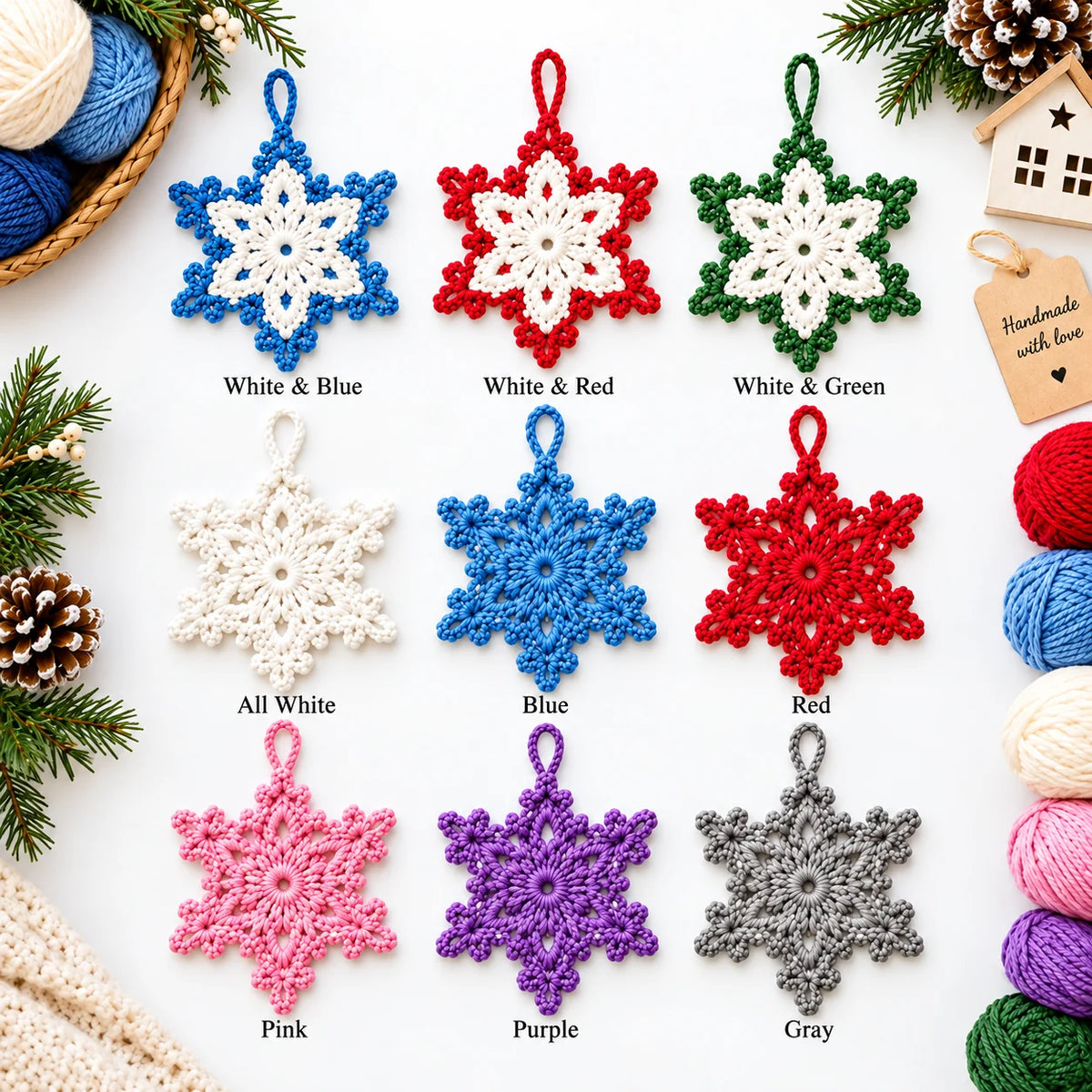 Schneeflocken häkeln – 6 wunderschöne Designs | PDF-Häkelanleitung