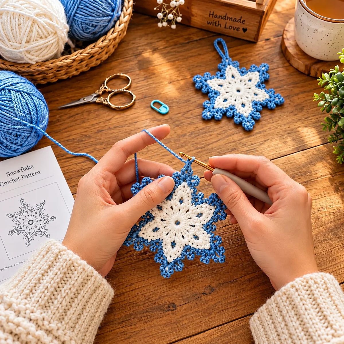 Schneeflocken häkeln – 6 wunderschöne Designs | PDF-Häkelanleitung