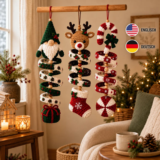 Weihnachts-Spiralen häkeln – 3-in-1 PDF-Anleitung