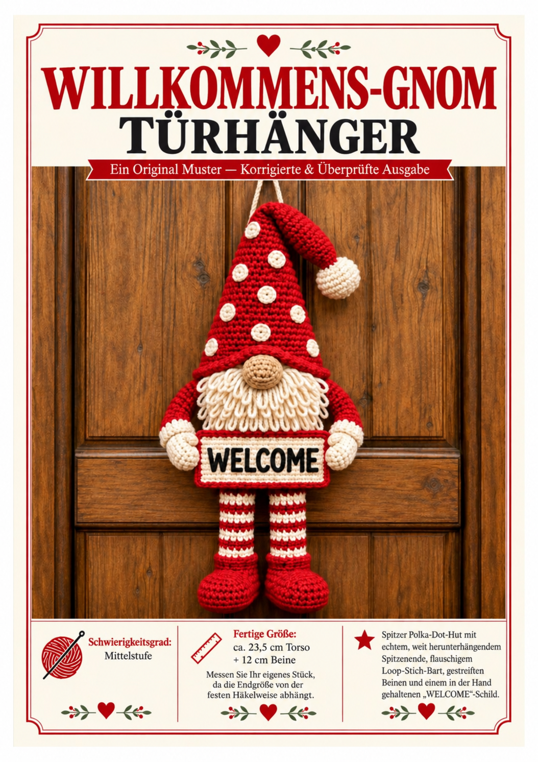 Weihnachtswichtel-Türhänger – Häkelanleitung PDF
