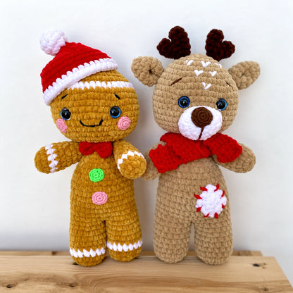 Häkelanleitung Rentier, Lebkuchenmann & Schneemann – Weihnachts-Amigurumi 3er-Set (PDF)