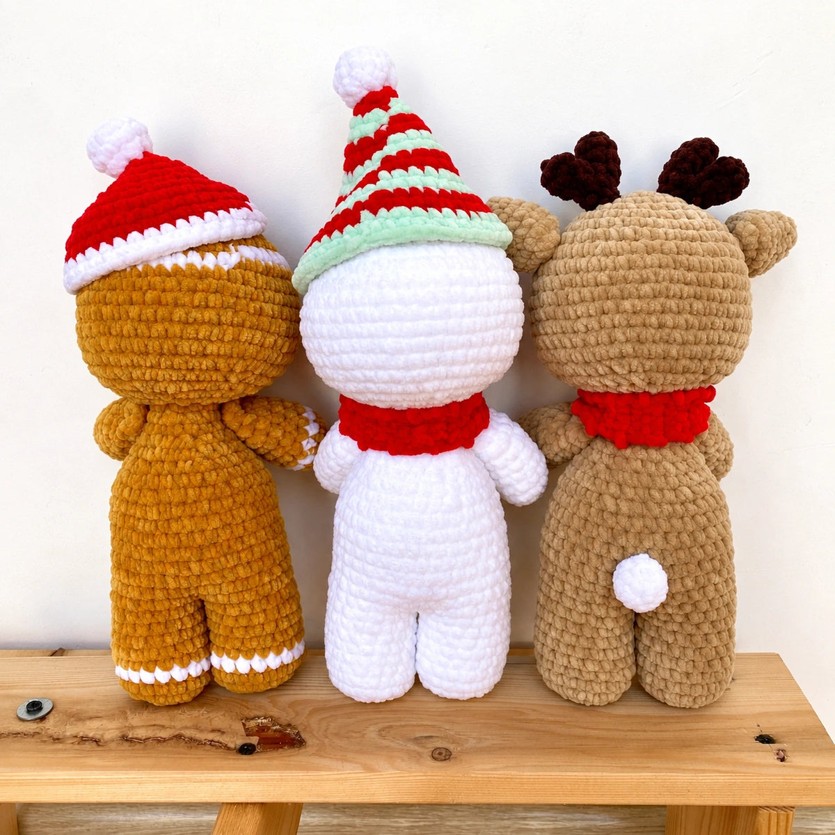 Häkelanleitung Rentier, Lebkuchenmann & Schneemann – Weihnachts-Amigurumi 3er-Set (PDF)