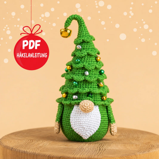 Weihnachtsbaum-Wichtel Häkelanleitung PDF – Festlicher Amigurumi-Gnom