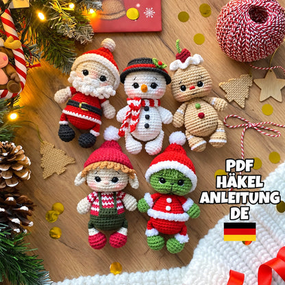Weihnachtliche Häkel-Figuren – 5-in-1 PDF-Häkelanleitung
