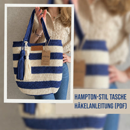 Hampton Style Tasche Häkelanleitung – PDF Sofort-Download für Anfänger