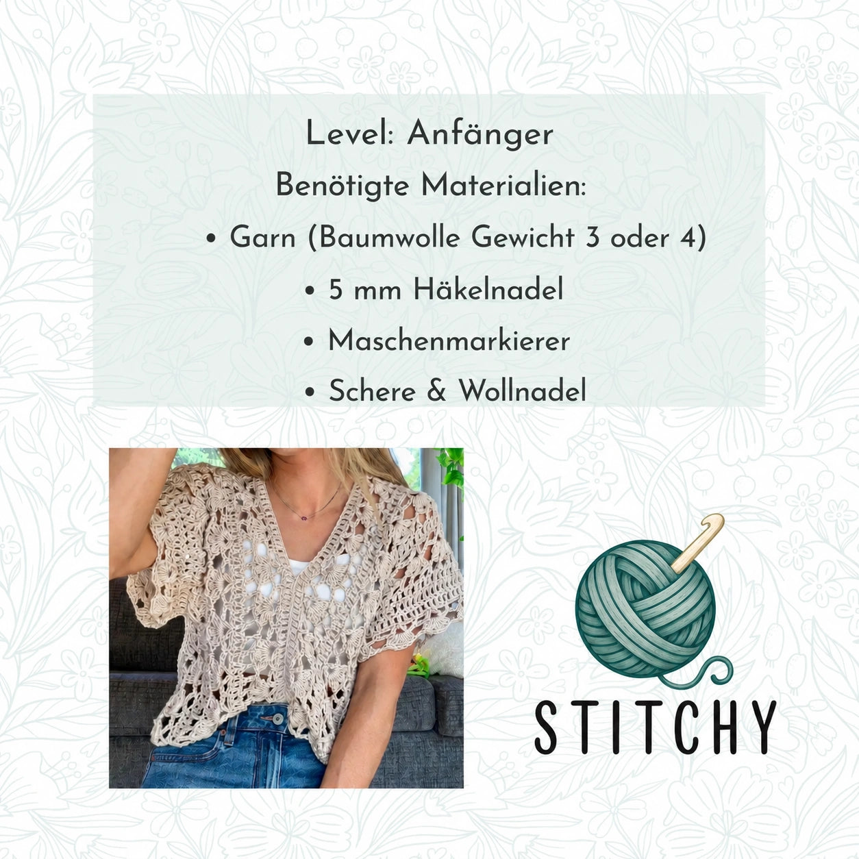 Coastal Lace Crochet Top Häkelanleitung PDF – Sommerliches Spitzen-Oberteil XS–5XL
