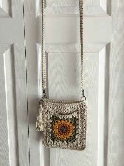 Sonnenblumen Granny Square Tasche – Digitale PDF-Häkelanleitung für Crossbody Bag