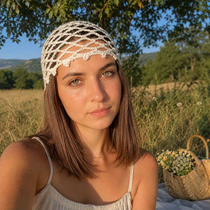Häkelanleitung Haarnetz-Mütze – Luftige Boho Sommermütze | PDF-Anleitung