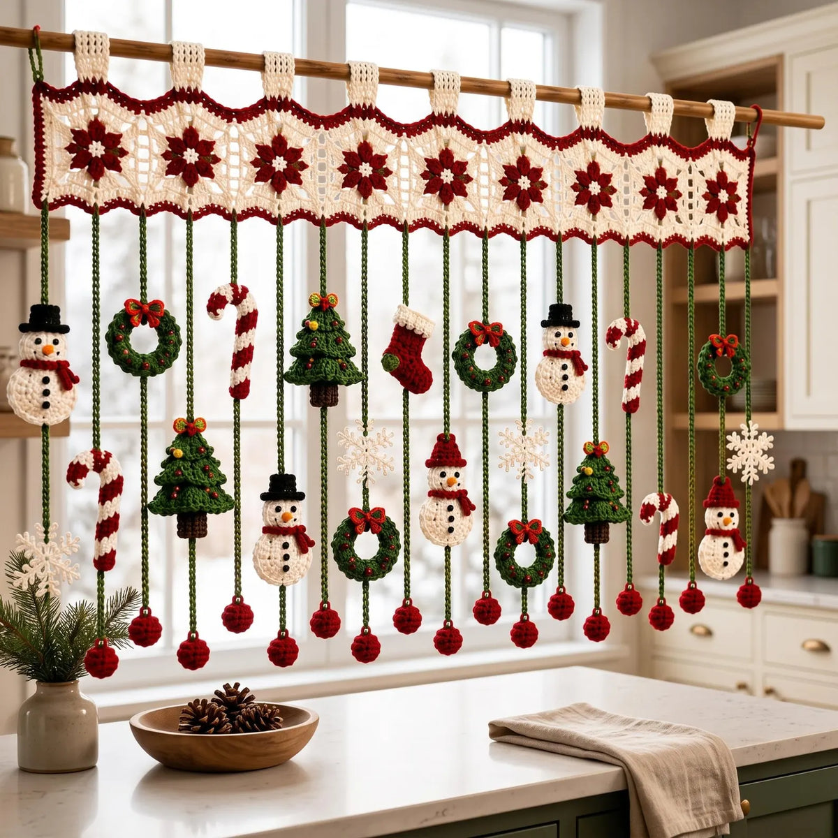 Weihnachtlicher Häkel-Fensterbehang – PDF-Anleitung