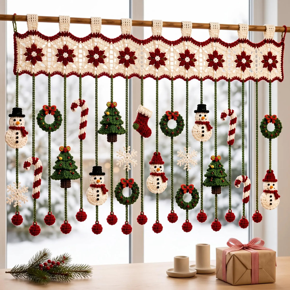 Weihnachtlicher Häkel-Fensterbehang – PDF-Anleitung