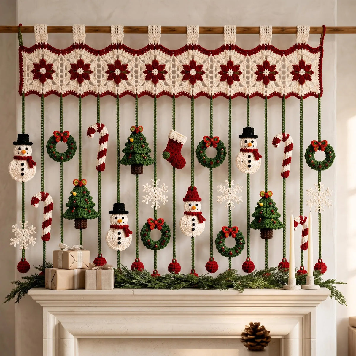 Weihnachtlicher Häkel-Fensterbehang – PDF-Anleitung