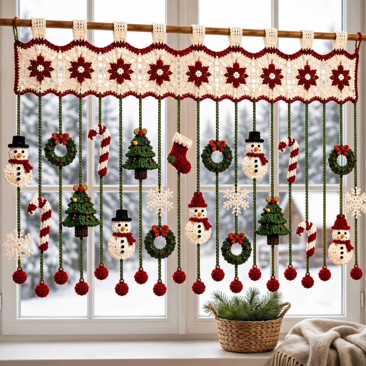 Weihnachtlicher Häkel-Fensterbehang – PDF-Anleitung