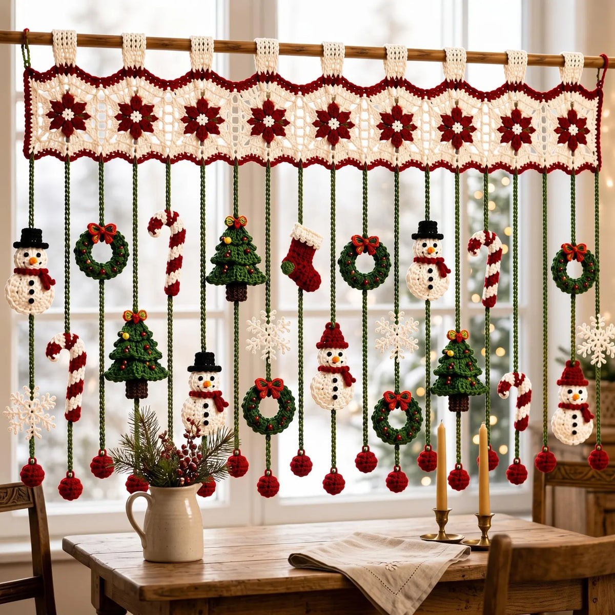 Weihnachtlicher Häkel-Fensterbehang – PDF-Anleitung
