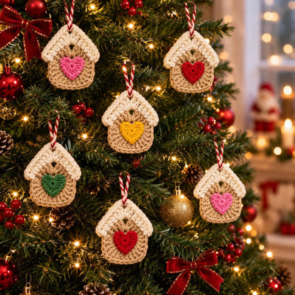 Lebkuchenhaus-Anhänger häkeln 🎄 | Einfache PDF-Häkelanleitung für Anfänger