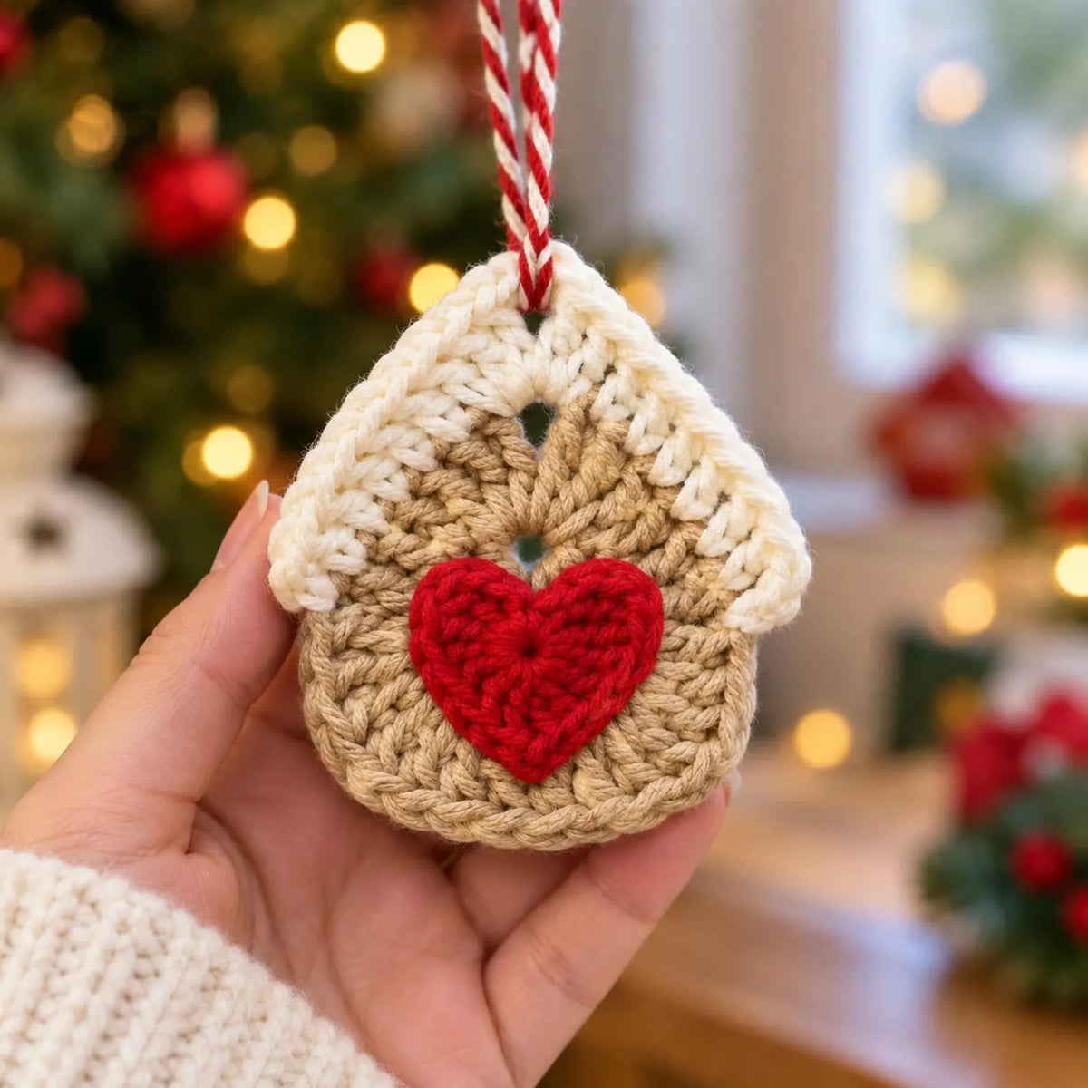 Lebkuchenhaus-Anhänger häkeln 🎄 | Einfache PDF-Häkelanleitung für Anfänger
