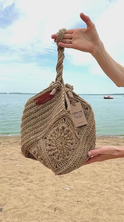 Jute Granny Square Tasche Häkelanleitung – PDF Download